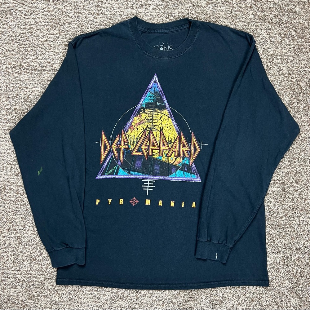 Def Leppard Pyromania World Tour 2019 Reprint Long Sleeve T-Shirt Size Large
